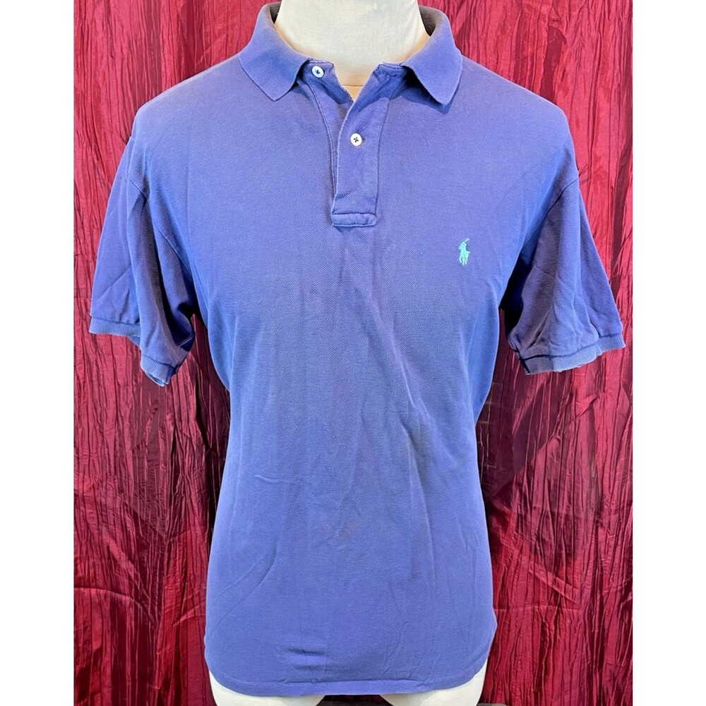 Mens Polo Ralph Lauren Blue SS Cotton Knit Polo Golf Casual Shirt sz Lg
